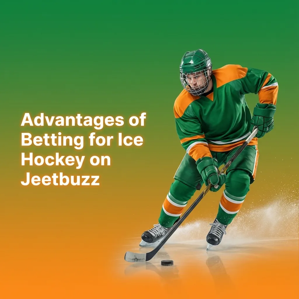 Infographic listing Jeetbuzz ice hockey betting advantages like leagues, live odds, cash-out, PKR support, and secure payments