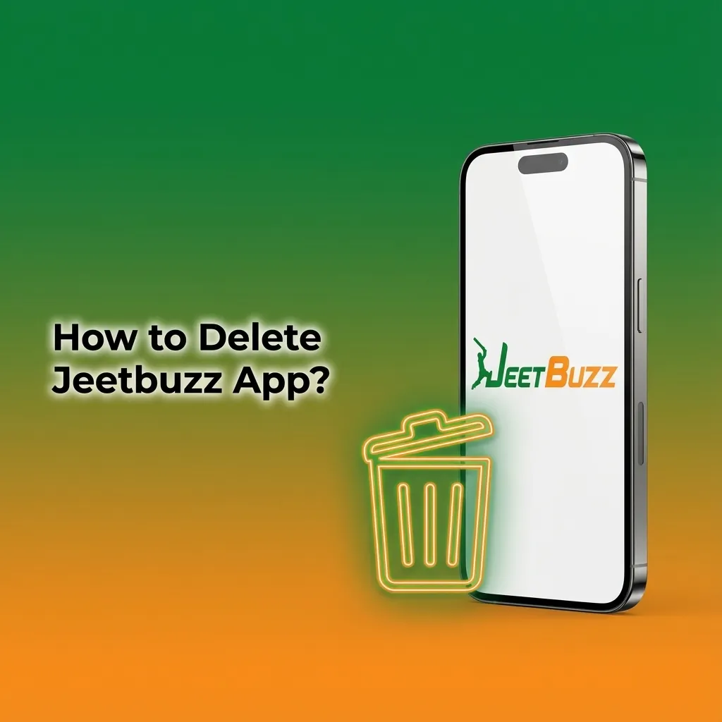 Phone screen showing Jeetbuzz app icon with uninstall options on Android and iOS home screens