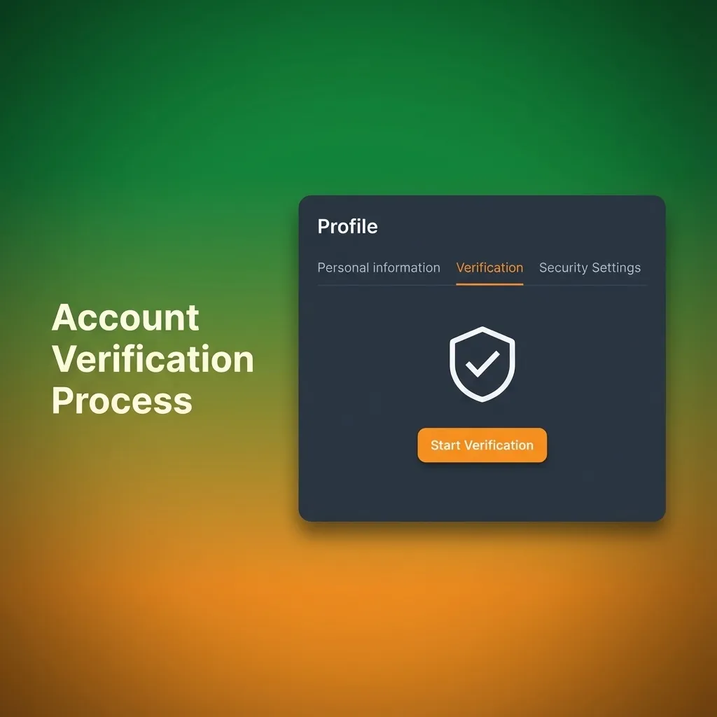 Illustrated account verification stages for Pakistani users, showing profile, contact, ID, address, and approval steps