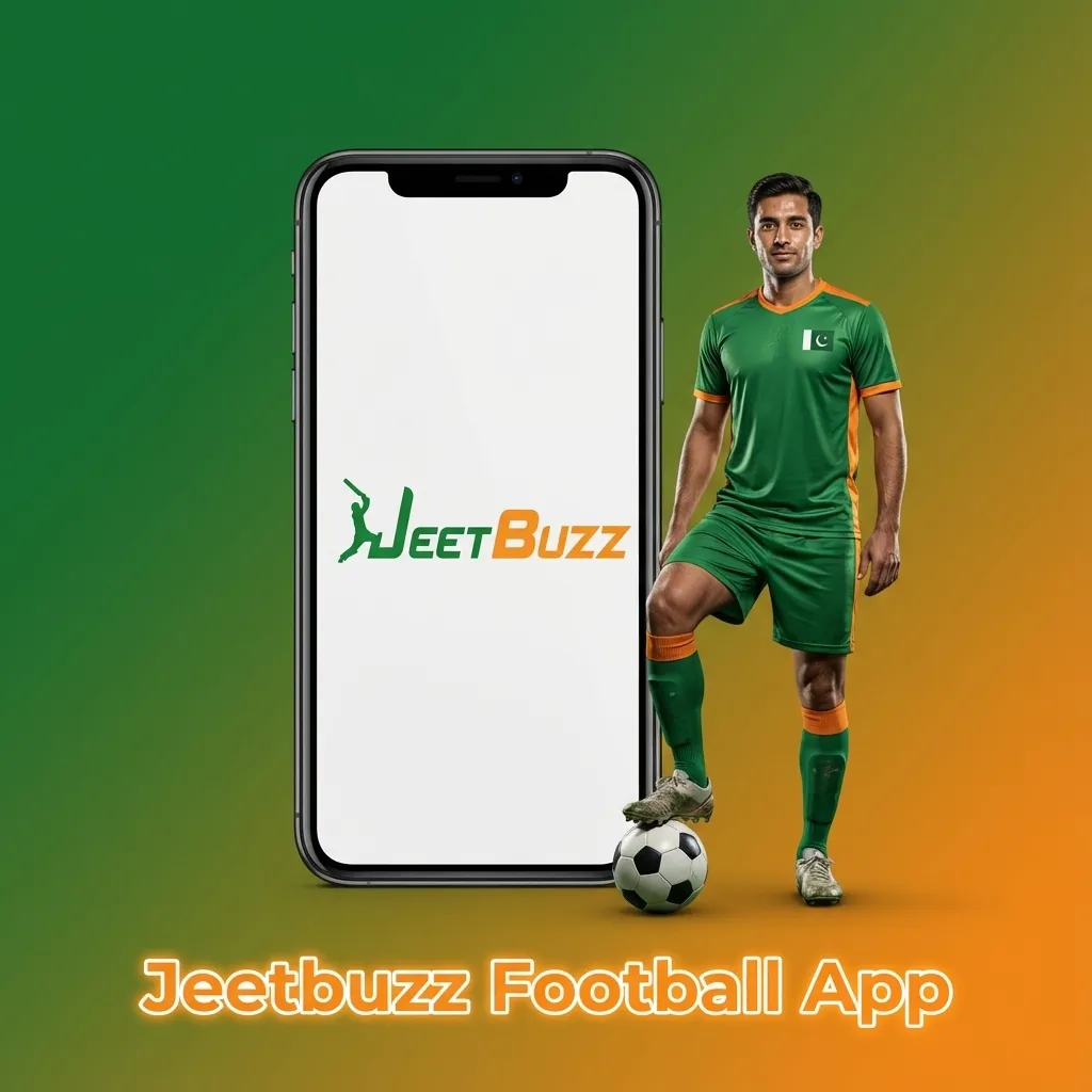 Smartphone showing Jeetbuzz football betting app interface with live odds, bet slip, and match list for Pakistani users