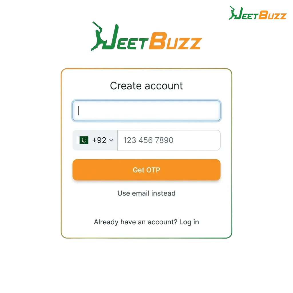 Illustration of Jeetbuzz registration, login and verification steps with bonus offer for new Pakistani betting users