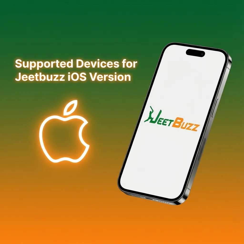 Graphic showing supported Apple devices for Jeetbuzz iOS PWA, listing iPhone 8 to 15 series and recent iPads