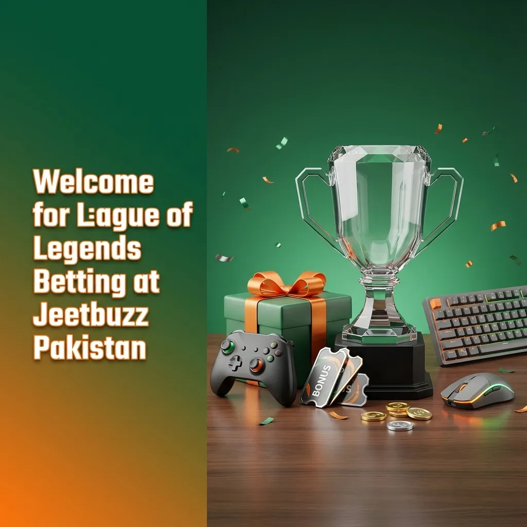 Jeetbuzz Pakistan promo banner showing 100% League of Legends betting welcome bonus up to 10,000 PKR